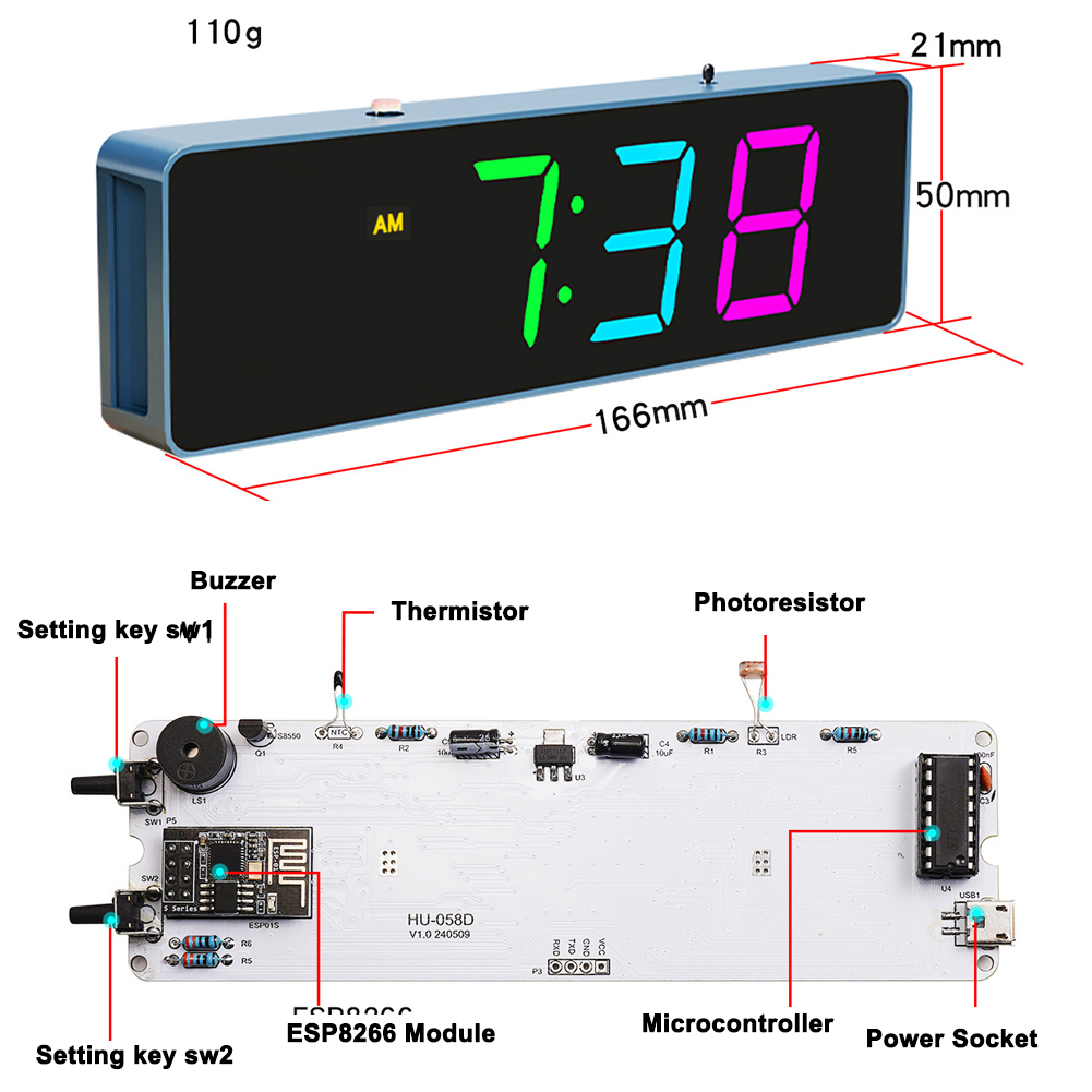 Esp8266 iot bunte wifi uhr kit – Diy Electronics Components Kit Bewertung und Preis